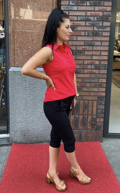 MI PIACE - Travel Blouse Mouwloos Uni 2299 Red - Maat : XXL