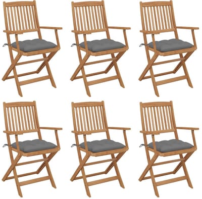 Tuinstoel - 6 Stuks - Inklapbaar - Houten Stoelen met armleuningen - Met rugleuning - Natuurlijk massief acaciahout