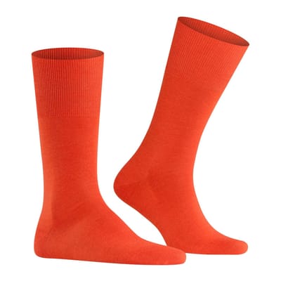 FALKE Airport eenkleurig wol katoen sokken heren orange - maat 39-40