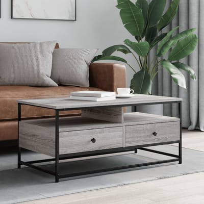 vidaXL - Salontafel - 100x51x45 - cm - bewerkt - hout - grijs - sonoma