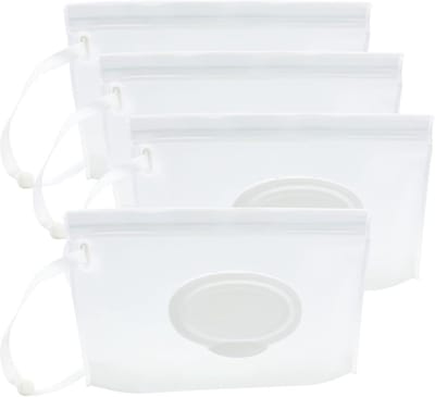 Draagbare Dispenser voor Nat Doekjes - Herbruikbare Luiertas en Reistas - 4 Stuks
