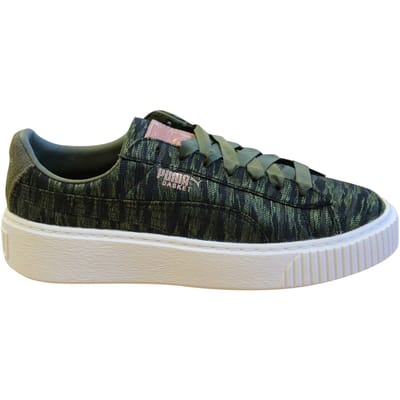 Puma Basket Platform Velvet Rope Olive Low Lace Up Damestrainers 364092 01