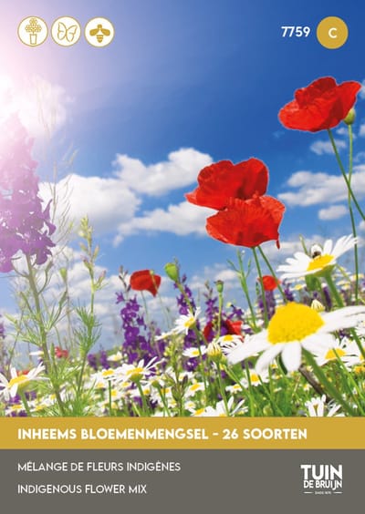Inheems Bloemenmengsel Zaden – 12 Soorten – Bijen & Vlinder Mix – Biodiversiteit Tuin – Meerjarig & Eenjarig – Tuin de Bruijn