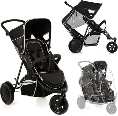 Duo Driewieler Buggy voor Twee Kinderen met Afneembare Stoel en Regenhoes