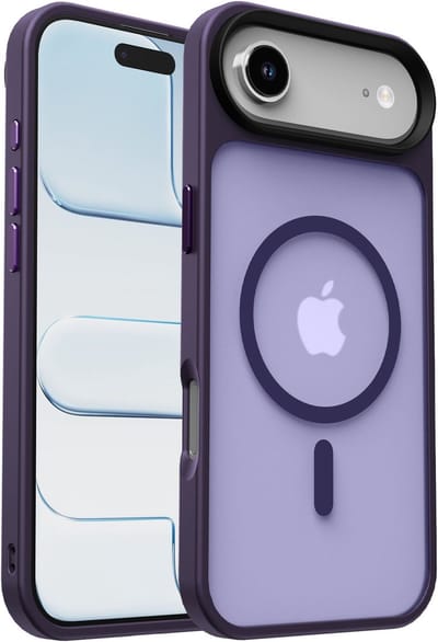 Hoesje Geschikt voor iPhone Air - Compatibel met MagSafe - Matte Beschermhoes - Back Cover met Magneet - Donker Paars