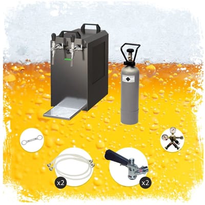 Complete Tapinstallatie Set met Krachtige Doorloopkoeler, Droogkoeler en Bierkoffer voor Professioneel en Onmiddellijk Gekoeld Bier bij Evenementen, Partijen en Privégebruik