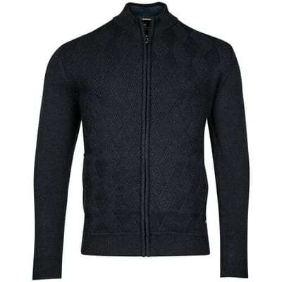 Baileys Vest Cardigan Zip Front Diagonal Structure Knit Navy / male