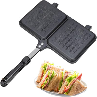 Sandwich Maker - Tosti IJzer - Snelle Lunch - Dubbelzijdig Grillen - 36 x 25 cm - Zwart