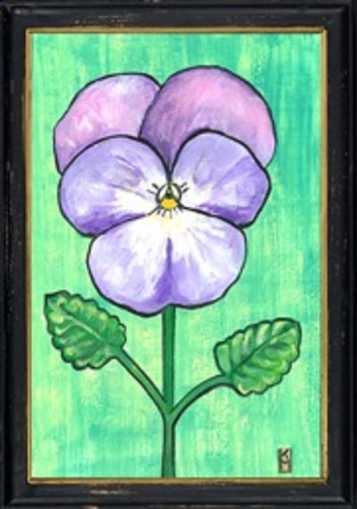 Lijstje hout zwart Lila viooltje, 34x23,5cm
