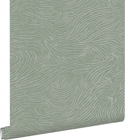 ESTAhome behang 3d golvende lijnen vergrijsd mintgroen - 50 x 900 cm - 139663