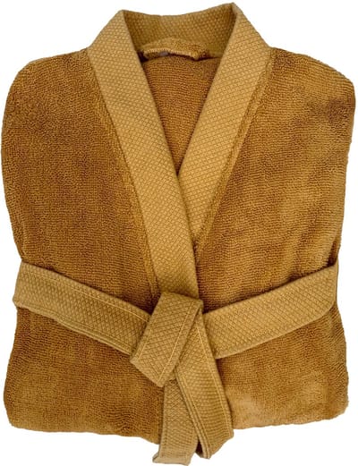 Heckettlane Badjas Katoen Premium - Ochre Yellow - Maat M - Badjas 100% Katoen - Badjas / Kamerjas Dames - Badjas / Kamerjas Heren