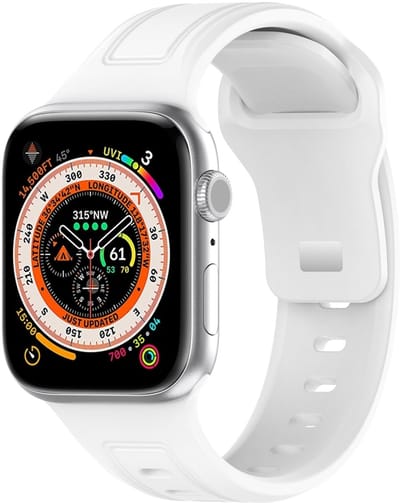 By Qubix - Geschikt voor Apple Watch bandje - Square siliconen band - Wit - Geschikt voor Apple Watch 44mm / 45mm / 46mm / 49mm (Ultra 1,2 en 3)