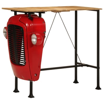 vidaXL - Bartafel - tractor - 55x120x107 - cm - massief - mangohout - rood - en - bruin