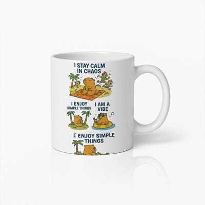 I Stay Calm in Chaos Mok – Schattige Ontspannen Beer Koffiebeker – Grappig Motiverend Cadeau voor Stressvermindering en Eenvoudig Leven