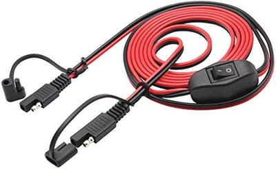 Verlengkabel 12V-24V DC met Schakelaar, 16 AWG, 2,4 m - Ideaal voor Motorfiets, Auto, Kampeertrailer en Zonnepanelen