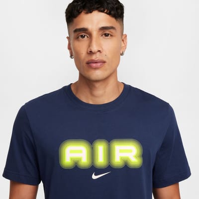 Nike Air Graphic T-Shirt - T-shirt - XXL - Blue/Neon Yellow / Blauw Geel - Nike Air - Lifestyle