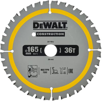 DeWALT DT1950-QZ Serie - TCT Cirkelzaagblad - 165mm - 36 Tanden - Voor Accuzagen