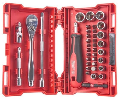 Ratchet, Socket and Bit Set - 38-Piece 1/4 Inch