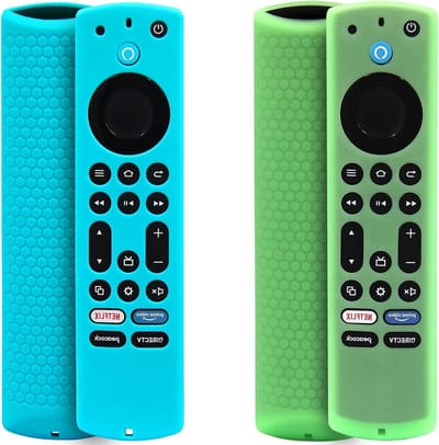 Siliconen Afstandsbediening Hoes voor Fire TV Stick 4K Max - 2 Stuks met Lanyard, Bescherming en Stijl (Groen, Turquoise, Glow)