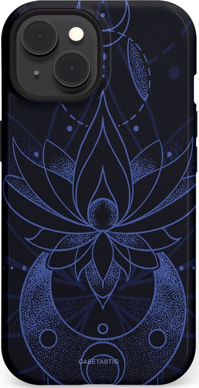 Casetastic Hoesje Geschikt voor Apple iPhone 15 Magsafe - Stijlvolle Beschermende Duo-layer Case - Lotus Nacht