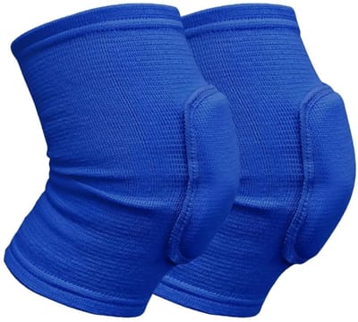 Sport Kniebeschermers - Kniebrace Spons - Bescherming Tijdens Sport - Versterkte Spons Vulling - 1 Paar - Blauw