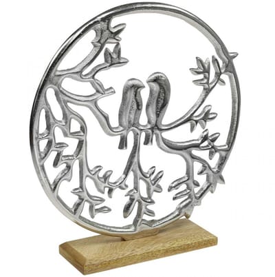 Tafeldecoratie veer, sierring vogel deco zilver H37.5cm