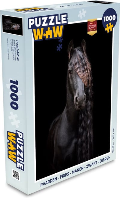 Puzzel Paarden - Fries - Manen - Zwart - Dieren - Legpuzzel - Puzzel 1000 stukjes volwassenen