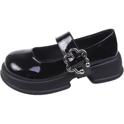 Platform Lolita Schoenen Damesschoenen Herfst Trend Zwart Lakleer Metalen Gesp Mary Jane Schattig Meisje Schooluniform Schoenen 38
