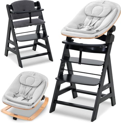Baby Stoel - Hoge Stoel - Vanaf Geboorte - Verstelbare Rugleuning - 56 x 48 x 77 cm - Zwart