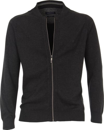 CASA MODA heren vest katoen - met rits - antraciet grijs
