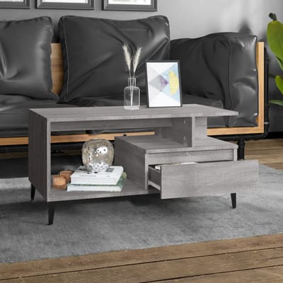 vidaXL - Salontafel - 90x49x45 - cm - bewerkt - hout - grijs - sonoma