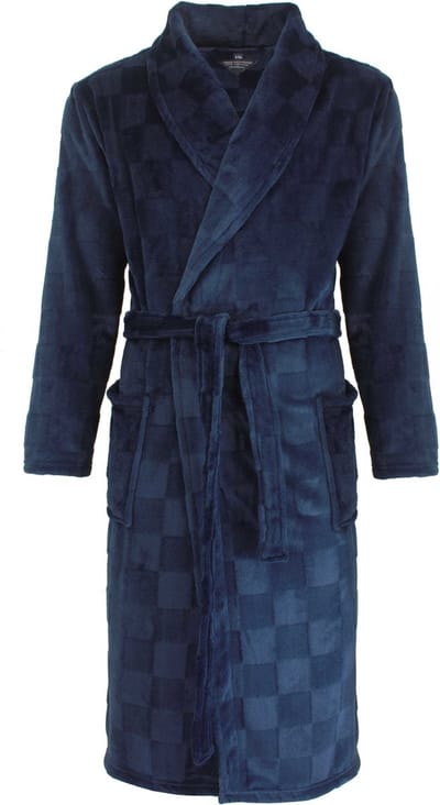 Paul Hopkins Heren Badjas - Kamerjas - Fleece - Diepblauw - Maat S