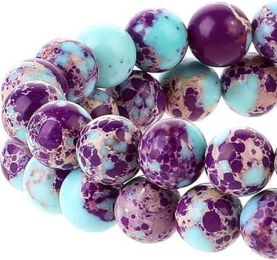 Famanu - Keizerlijke jaspis kralen 8 mm ca. 47 stuks – Paars-blauwe ronde edelsteen kralen – Voor sieraden maken
