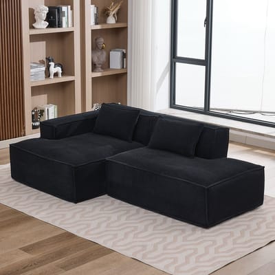 HAUSS SPOLE Bank - Compacte Stoffen Zitbank - Modern En Comfortabel - Voor Woonkamer, Appartement En Kantoor - Zwart