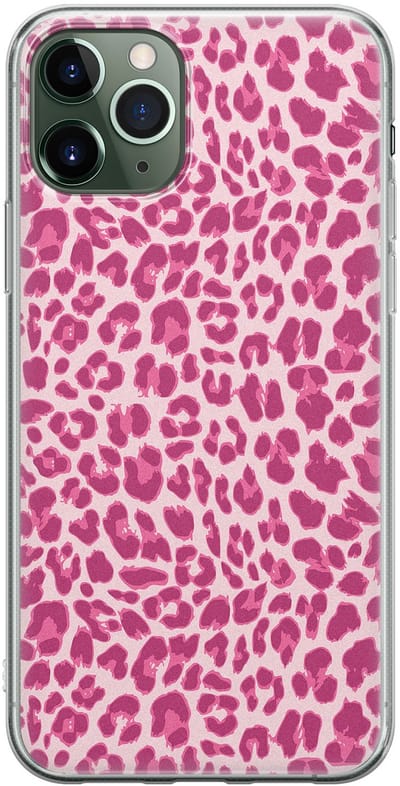 Leuke Telefoonhoesjes - Hoesje geschikt voor iPhone 11 Pro - Luipaard roze - Soft case - TPU - Luipaardprint - Roze