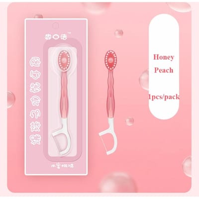 Set de 8 Brosses à Dents de Voyage avec Billes Croquantes Fruitées Fil Dentaire Nettoyeur de Langue Kit de Soin Buccal Portable Pour Enfants Adultes white