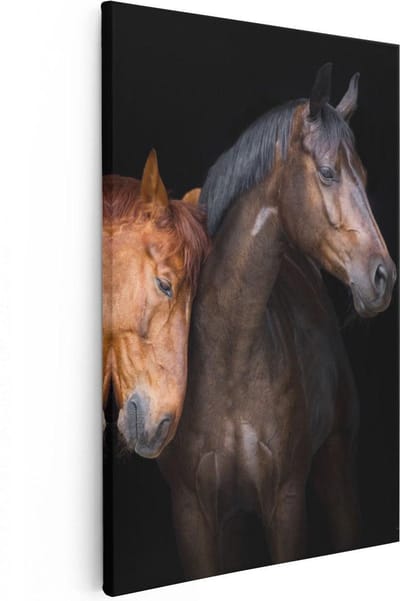 Artaza Canvas Schilderij Paard - 20x30 cm - Klein - Wanddecoratie Dierenkop - Muurdecoratie Woonkamer - Kamer Accessoires