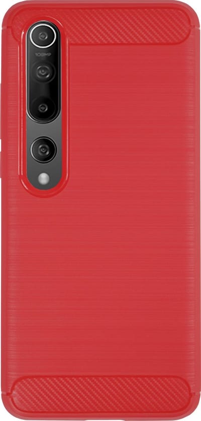BMAX Carbon soft case hoesje geschikt voor Xiaomi Mi 10 Pro / Soft cover / Telefoonhoesje / Beschermhoesje / Telefoonbescherming - Rood