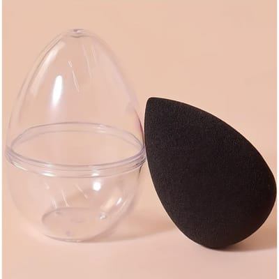 1 stuks Make-up Spons met Opbergdoos, Dubbel Gebruik Nat & Droog Beauty Blender voor Vloeibare Poeder Crème Foundation, Normaal Huidtype black