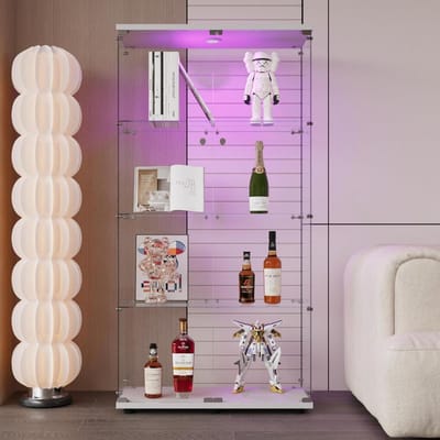 Vitrinekast met led - Verzamelkast opbergkast - Collecties tentoonstellen - Gehard glas met slot