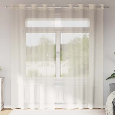 vidaXL - Gordijnen - voile - met - doorvoertules - 2 - st - 140x225 - cm - crèmekleurig