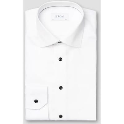 Eton Overhemd Uni Signature Twill Contrast Buttons Wit / male