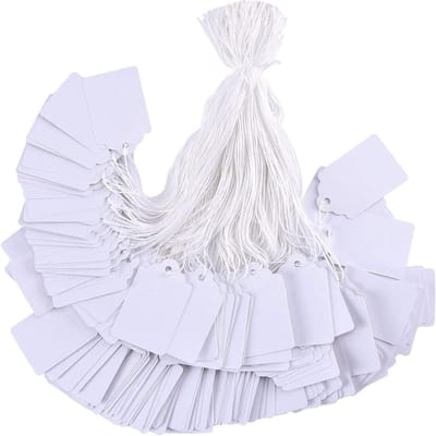 100 Stuks Witte Prijslabels met Elastische Hangkoord voor Sieraden, Cadeaus en Markten