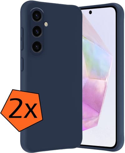 Hoes - 2 Stuks - Geschikt voor Samsung Galaxy A36 - Sterk & Shockproof - Case Siliconen - Back Cover - Telefoon Hoes - Donkerblauw