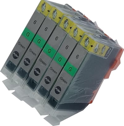 KATRIZ® huismerk inkt Canon BCI-6 Groen | voor Canon Pixma Pro 9000/Pixma Pro 9000 Mark II | 5 stuks
