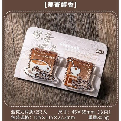 2 stks/partij Koffie Tijd Acryl Clips School Office Supply