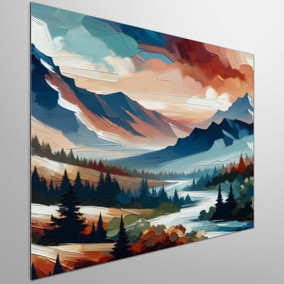 Acryl landschap schilderij | Prachtige penseelstreken brengen levendig landschap tot leven op doek | Kunst - 100x100 centimeter op Dibond | Foto op Dibond