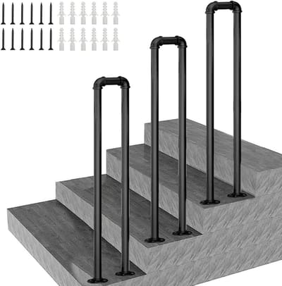 Buiten Leuning - Trapleuning Metaal - Veilig Traplopen - Smeedijzer Stevig - 50cm - Zwart