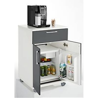 Kast Catering caddy met koelvak en uitklapvak - B 650 x D 600 x H 1000 mm - koelbox inclusief -  grijs en wit
