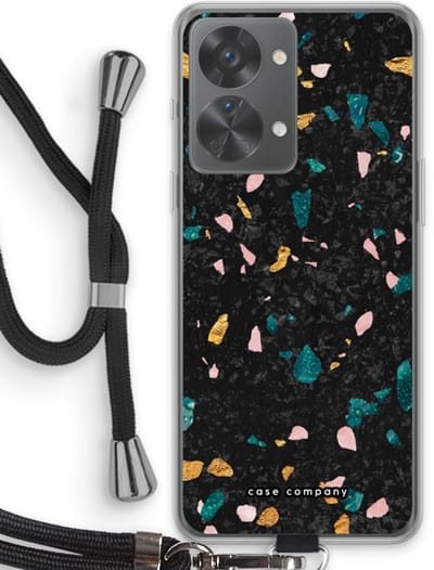 Case Company® - Hoesje met koord geschikt voor OnePlus Nord 2T hoesje met Koord - Terrazzo N°10 - Telefoonhoesje met Zwart Koord - Bescherming aan alle Kanten en Over de Schermrand